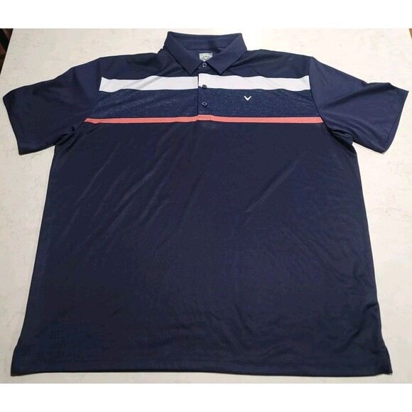 Callaway Opti-Dri Swing Tech UPF 50 Striped Performance Golf Pique Polo 2XL NWOT - Picture 1 of 10